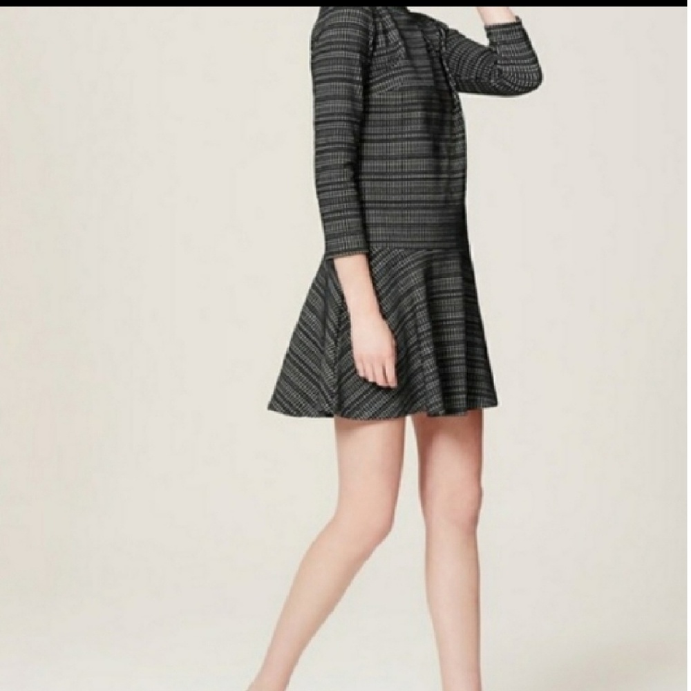 Loft Dress Black White Geo print Drop Waist small